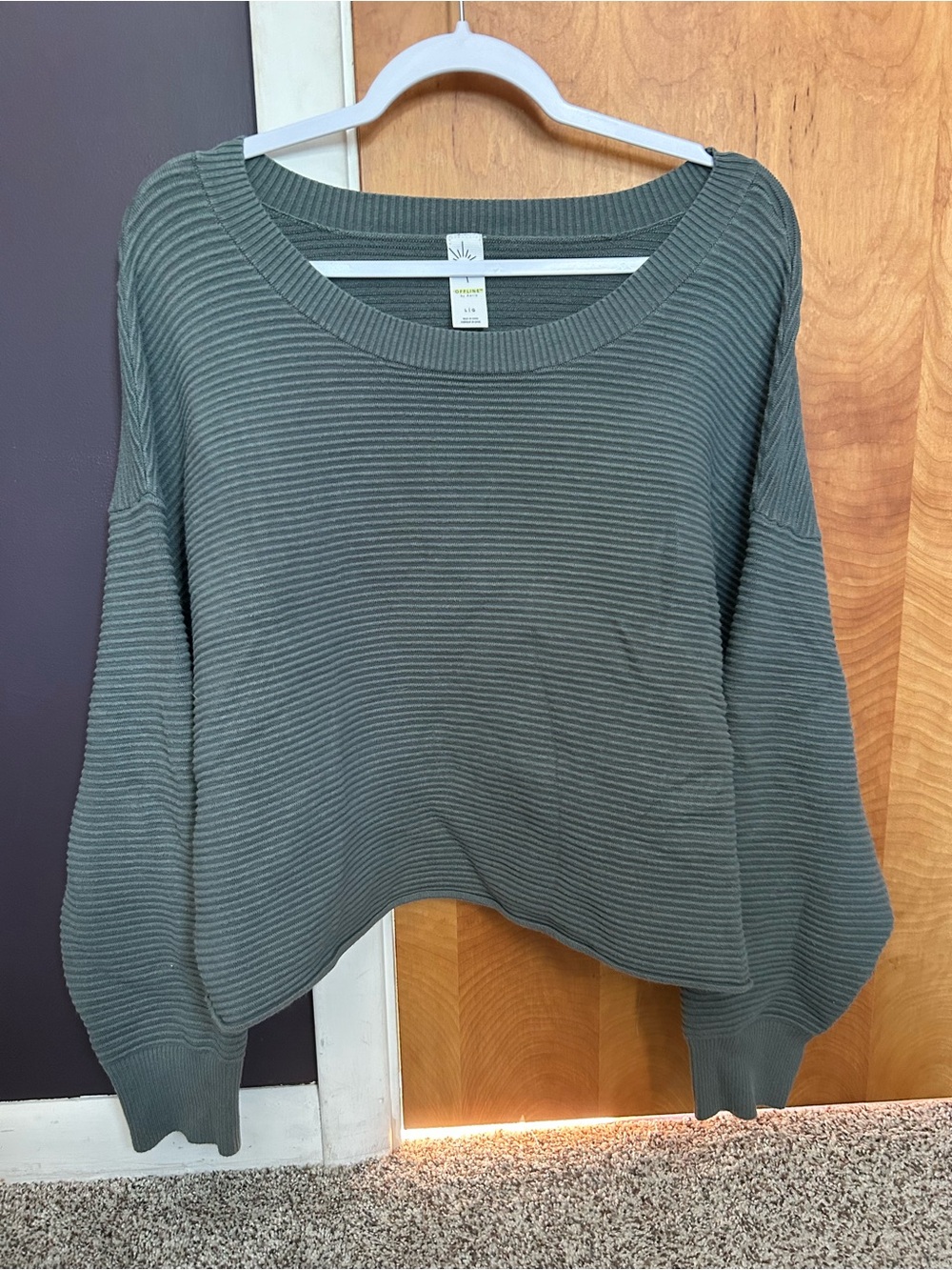 Aerie Scoop Neck, Ribbed, Cropped Crew